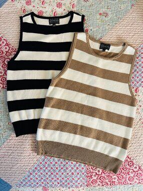 ✨ Preppy Academia Style Bundle, 2 colorways - stripe knit tank tops size S ✨